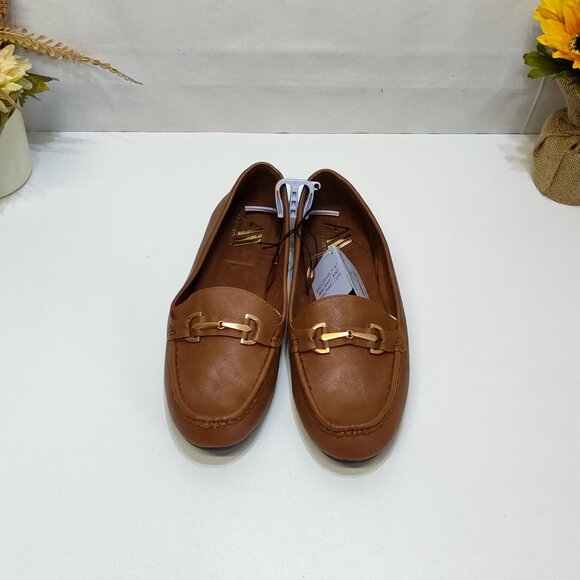Aerosoles Buckle Loafer Day Drive Moccasin 12W Cognac Flexible Diamond Outsole - Picture 5 of 10